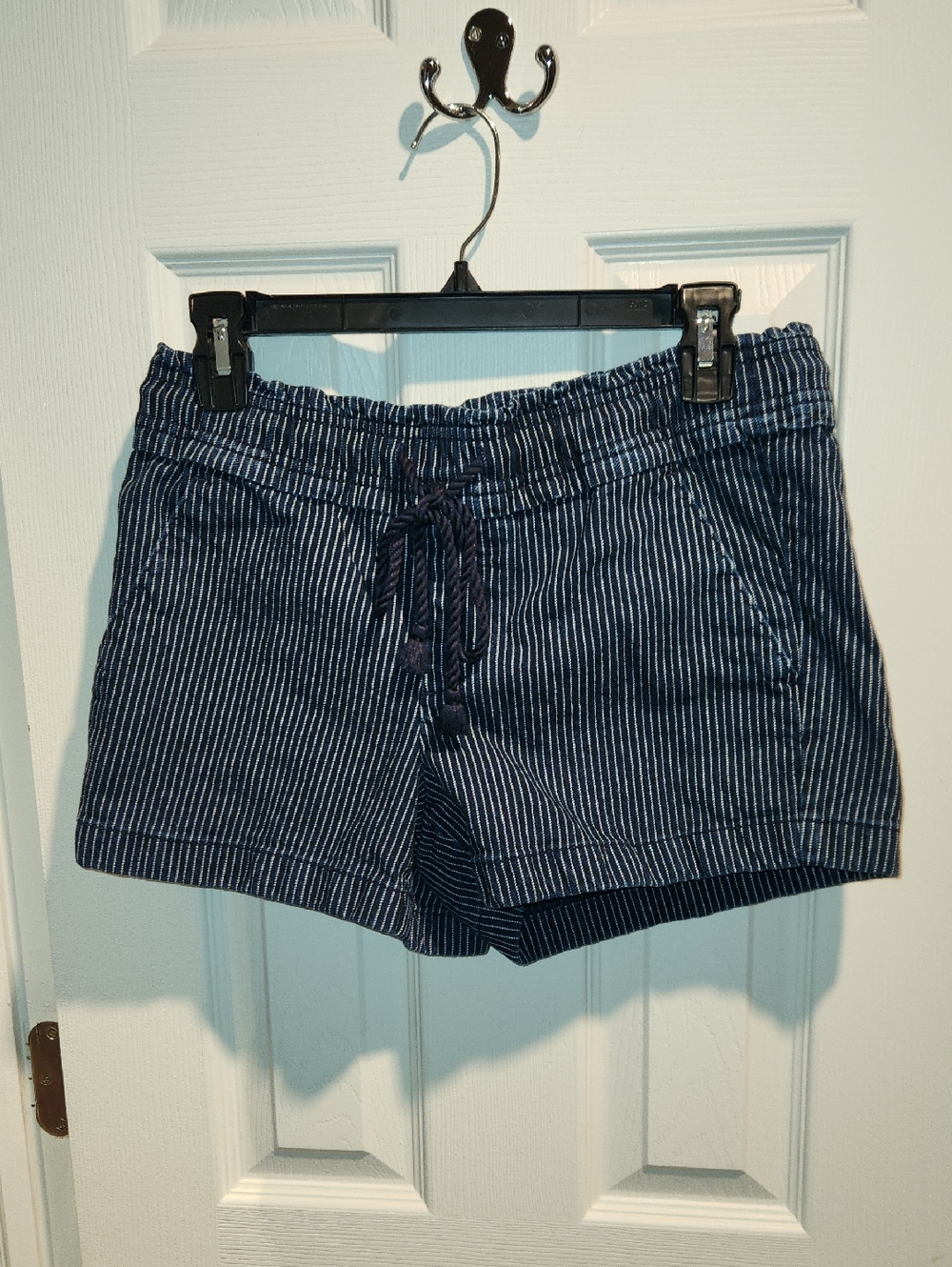 LOFT Navy Pinstripe Drawstring Shorts